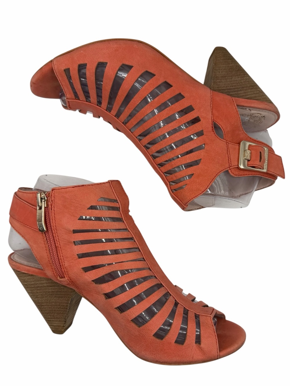 Vince Camuto Emiliana Coral Cutout Peep-Toe Cone Heel Sandals - Size 8